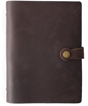 KISSKI·H Olvido A7 Leder-Journal-Notizbuch, nachfüllbares Reise-Taschen-Notizbuch mit Druckknopf, 6 Ringe, Schreib-Cover, vielseitiges Tagebuch/Planer/Skizzenbuch/Scrapbook, Dunkelbraun