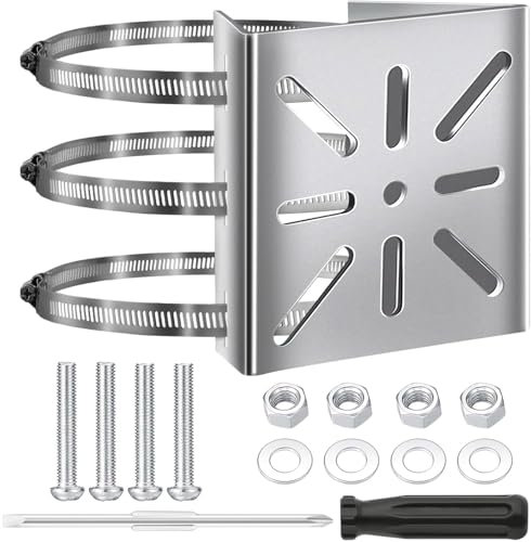 Soporte De Montaje En Poste Vertical Soporte De Mástil Acero Inoxidable con Tres Abrazaderas Ajustables Soporte Camara Vigilancia Universal para Cámara De Vigilancia y Cámaras CCTV