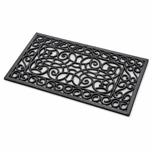 EDS Heavy Duty Rubber Door Mat, Non-Slip Dirt Scraper Entrance Mat for Front Door Indoor Outdoor Welcome Floor Mat for Entryway Patio Garden & Porch Decorative Design (PACK OF 1)