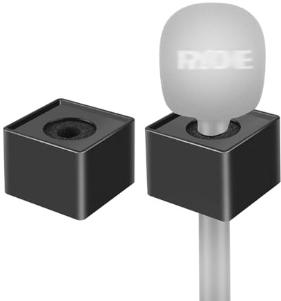 Mic Flag Station for Rode Interview Wireless Go Handheld Adaptor Microphone Handle with Foam Adapter Pack of 2pcs