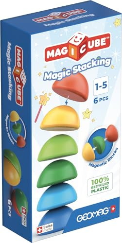 Geomag Magicube Stacking 6 Cubos Magnéticos – Set de Construcción Magnética para Bebés | 6 Cubos de Apilamiento Coloridos | Juguete Educativo Stem Seguro | Apto Desde +1,5 Años