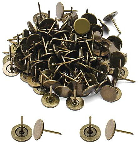NHEISSCF Innenausstattung, 20 mm Länge Metall-Polsternägel mit flachem Kopf, Sofa-Rändelnägel, Bronzeton, for dekorative Möbel, 150 Stück(Color:16mm*20mm Bronze)