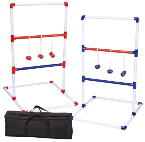 Ladder Toss® | Wurfspiel für Erwachsene | 2 Leitern + 6 Bolas + 1 Schutzhülle | Geschicklichkeitsspiel | Outdoor Gartenspiel | Golfbälle | OriginalCorner®