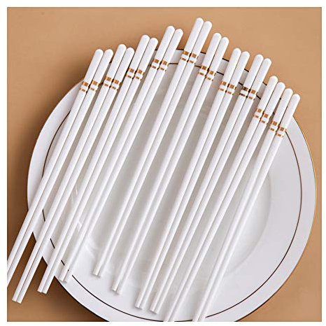 10 pares palillos de porcelana de huesos, palitos japoneses reutilizados de chinos coreanos, no deslizán E