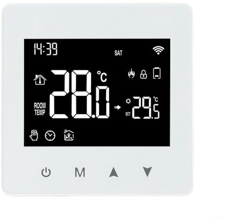 Oniissy Termostato WiFi Smart Home, pulsante touch, funzione antigelo, calibrazione della temperatura, termostato WiFi alimentato a batteria, installazione, regolatore di temperatura intelligente