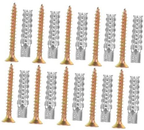 Mikikit 20pcs Metal Expansion Wall Anchors and Screws Kit M6×32 with 5×40 Countersunk Nails for Drywall and Lightweight Brick Fixing