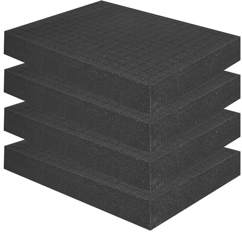 4 Stück Rasterschaumstoff Würfelschaum 400 x 300 x 50 mm - Schaumstoff Zuschnitt Koffereinlage für Werkzeugkoffer Kamerakoffer Transportkoffer, Schaumstoffinlay für Schutzkoffer