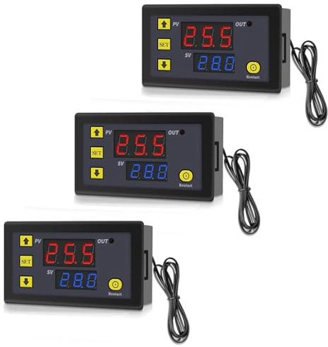 GERUI 3 unità di regolazione della temperatura digitale W3230 20A DC 12V termostato digitale interruttore di temperatura 50-120℃ con sensore NTC 10K.