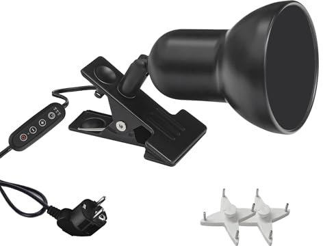 FSLiving Modern Klemmleuchte, Einstellbar Clip auf Schreibtisch Leselampe, Clamp Nachttischlampe mit Flexarm, 1x E27 Fassung max. 60 Watt für Schreibtisch, Nachttisch, Regal - Schwarz TD0473