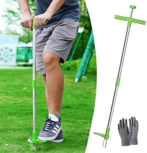 DEOPXF Unkrautstecher mit langem Griff, Unkrautstecher für den Garten, manueller Unkrautentferner, stehend, Unkrautstecher für Pflanzenwurzeln, für Löwenzahnunkraut
