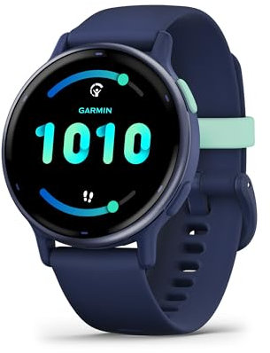 Garmin vívoactive 5, AMOLED GPS Smartwatch, All-day Health Monitoring, Advanced Fitness Features, Personalised Sleep Coaching, Music and up to 11 days battery life, Navy (Renewed)