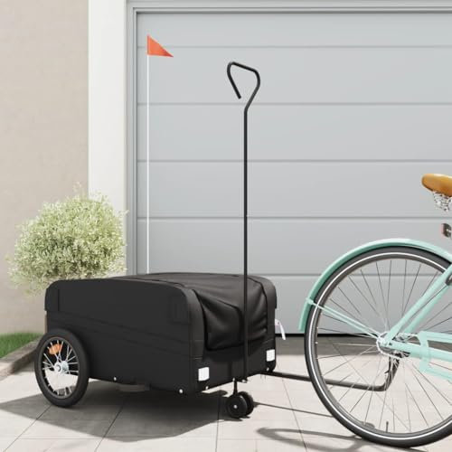 Xichuzi Fahrradanhänger Schwarz 45 kg Eisen, Fahrrad Anhänger, Lastenanhänger, Handwagen, Fahrrad-lastenanhänger, Lastenfahrrad - 94073