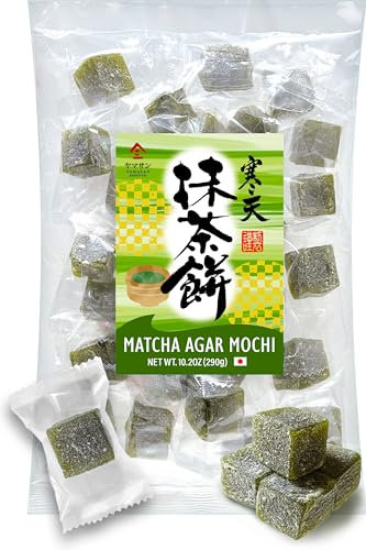 YAMASAN KYOTO UJI Japanese Matcha Agar Mochi Candy, Soft and Chewy Texture, Cute Bite-Size, Traditional Japanese Gummy Sweets, Individually Wrapped, 290g(10.2oz)