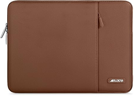 MOSISO 14 inch Laptop Case Compatible with HP Dell ASUS Acer, Caramel Brown | Compatible with HP Lenovo Dell ASUS Acer,HP Stream, Polyester Vertical Sleeve Slim Computer Carrying Case with Pocket