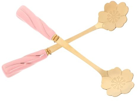 iplusmile 2pezzi Cucchiai Da in Acciaio Inossidabile Forma Di Fiore Dorati Per Mescolare Cucchiai Creativi Decorativi Per Dessert e Tea Party