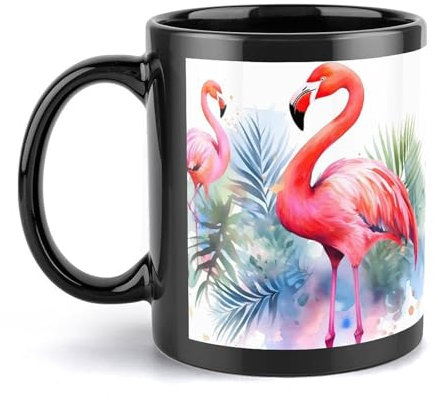 Flamingo-Keramiktasse mit Aquarell-Motiv, große Kaffeetasse mit Griff, einzigartiger Stil für jede Küche, personalisierbar, lustige Latte-Tasse, ideal für Tee, heiße Schokolade, für Männer, Frauen