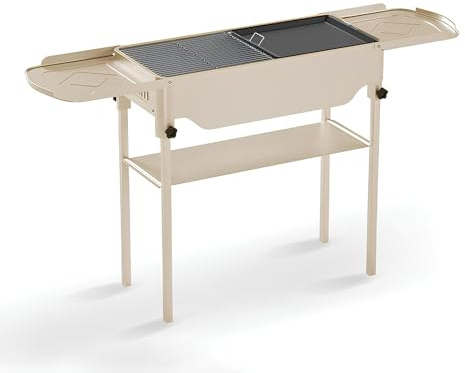 YTYTU Barbacoa Portátil A Carbó, Barbacoa Plegable,Parrilla De Pie Altura Ajustable, para Exteriores, Jardín, Picnic, Viajes, Camping, Fácil De Usar(L)
