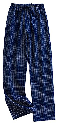 2025 Frühling Sommer Thin Day System Plaid Home Pants Loose Home Pyjama Pants Kurze Hose Über Knie Herren (Navy, M)
