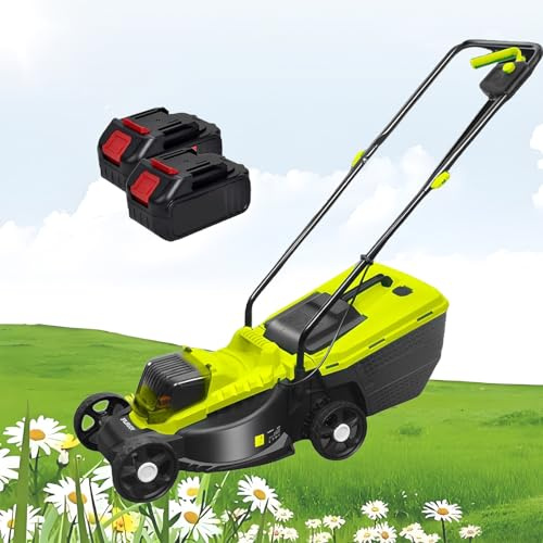 HEIHEIZI Tondeuse Autotractée sans Fil avec Lame en Acier Au Manganèse de 13 Pouces, Tondeuse électrique Brushless 40V avec Réglage de Hauteur (3 Positions), Moteur Brushless 3400 TR/Min,2 Batteries