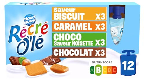 MONT BLANC – Goûters Laitiers Assortis, Texture Onctueuse et Saveurs Variées (12 x 85g) - Le lot de 3