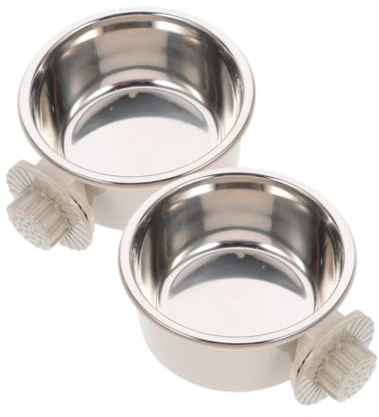 Kisangel 2 Piezas Cuencos Colgantes Inoxidable para Mascotas Cuencos para Alimentación y Agua Compatibles con Jaulas para Perros y Gatos Medianos y Pequeños Fácil Instalación y Reducción de