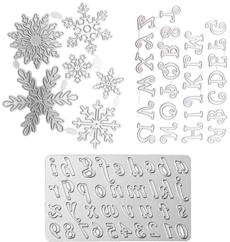 Buchstaben Zahlen Schnee Stanzschablone Weihnachten Schneeflocken Stanzformen Alphabet Stanzformen Schablonen für Weihnachten DIY Scrapbooking Papier Karten Foto Album Kunst Basteln