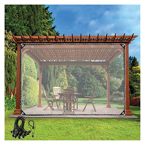 Telone trasparente con occhielli, copertura impermeabile in PVC per uso versatile, tettoia per serra, patio, auto, protezione (5,5 x 2,5 m)
