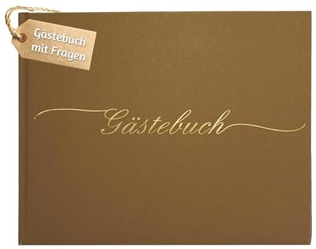 HSTLR Gästebuch Hochzeit mit Fragen zum Ausfüllen Plastikfrei Verpackt - 120 Seiten Dickes Premium-Papier Mit Goldenem Titel Ideal Für Ihre Hochzeit