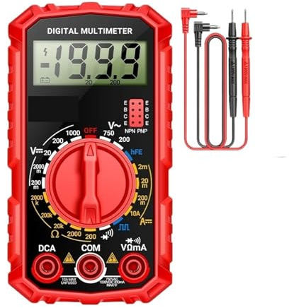 Multimetro Digital, Multímetro digital de onda cuadrada de 1999 cuentas, triodo HFE, zumbador, comprobador de voltaje CA/CC, corriente de 10 A, herramienta de medición