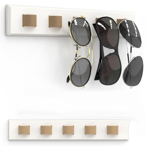 Brillenhalter Wand , Brillenaufbewahrung mehrere Brillen, Sonnenbrillen Organizer Wandmontage, Brillenablage/Brillenständer/Brillenhalter zum Aufhängen der Brille, Brillen-Display (Weiß)