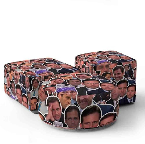 GIFTIMIZED Michael Scott Collage Kids Pouffe Funny Sitcom Quote Cube Pouffe Round Pouffe Low Seat Comedy Fan Furniture TV Boss Playroom Kids Room Seating