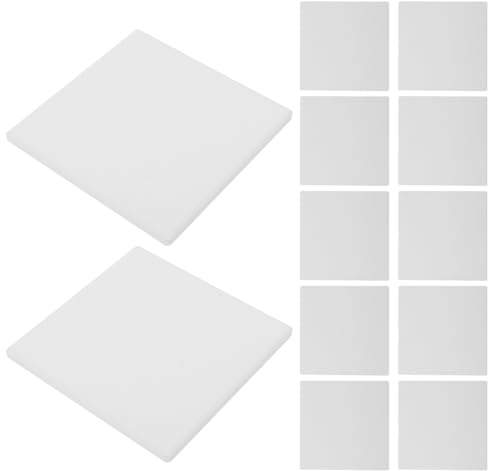 HOODANCOS 12PCS Unglazed White Ceramic Square Coasters with Cork Backing for DIY Painting Acrylic Pouring Ink Art Projects Stable Furniture Protection Creative Craft Tiles