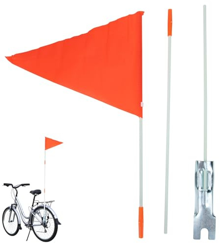 Hemobllo Bike Flag Pole with Sturdy Fiberglass Pole and Reflective Flag for ’S Bikes Easy to Install for Team Advertising Random Color