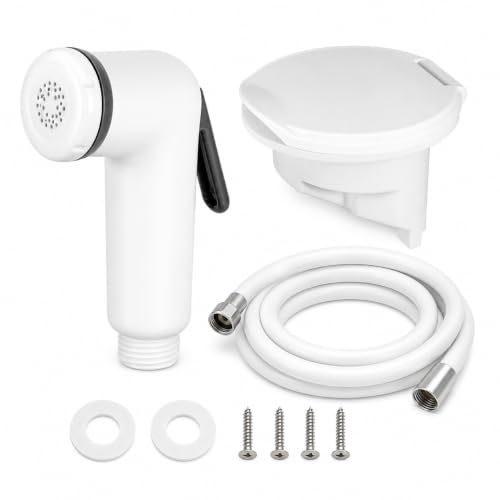 Kit de pommeau de douche rétractable marin avec douchette à main marche/arrêt pour baignoires, caravanes, camping-cars, bateaux, yachts et salons de coiffure, rinçage extérieur (2,5 m)