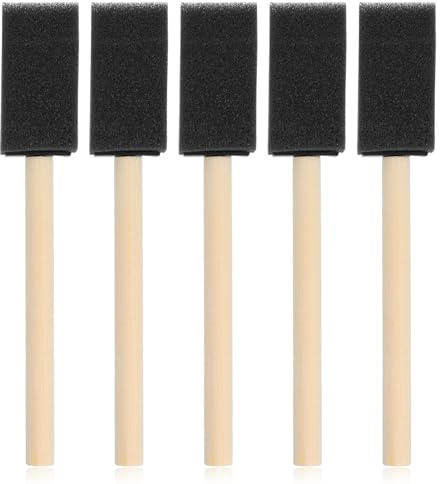 5 stycken svampborstar, 2,5 cm, svampar för målning, skumborste, skumborste med trähandtag, förgreningspensel, svamp målning, målarsvamp, tvättbara målarsvampar för gör-det-själv-pysselprojekt, färger