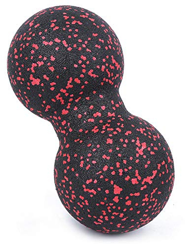 Pwshymi Massaggiatore Sportivo Palla Yoga per Rilascio Miofasciale, Rullo Massaggiante 24x12 Cm, Palla Lacrosse per Collo Braccia Polpacci Schiena (Rosso e Nero)