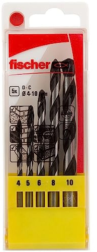 fischer Betonbohrer Set, 4-10 mm Durchmesser, Aufsätze für Bohrmaschinen, Bohrerset mit verschiedenen Größen, Werkzeug zum Bohren in Beton & divers. Gesteinsarten, 5er Pack