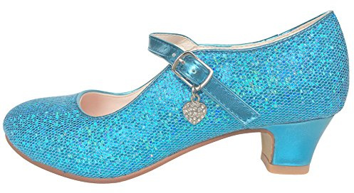 La Senorita Elsa Frozen Scarpe Cuore Principessa Scarpe Blu Ballerine con Tacco (Taglia 25-17,5 cm)