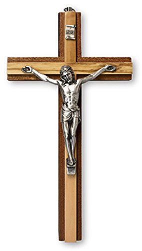Biblegifts Crucifix 6 15 cm Jesus on Wooden Cross Hanging Religious Christian Worship Symbol Mahogany & Olive Wood in Gift Box