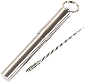 Supvox Zahnstocher Box Taschen Zahnstocherhalter Edelstahl Zahnstocher mit Schlüsselanhänger Reise