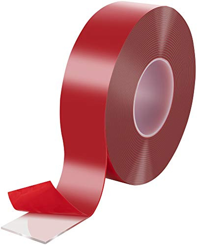 POPPSTAR Ruban adhésif double face acrylique transparent extra fort (10 m x 50 mm x 2 mm), Accroche tableau sans percer et repositionnable