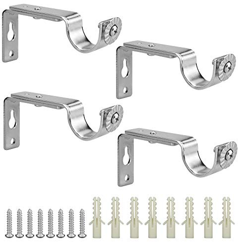 CODIRATO 4 Stück Gardinenstange Halterung Verstellbare Vorhangstange Halterung mit Schrauben und Bohren Metall Vorhang Halter für Schlafzimmer Duschstange Kleiderstange Spannstange