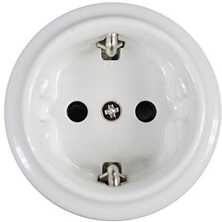 Sockel Euro-Stecker 16a Porzellan weiß