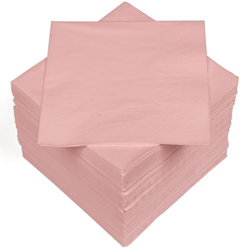 HEKU 100 servilletas monocromáticas, 3 capas, 33 x 33 cm, calidad uniforme para eventos y gastronomía, práctico paquete de 5 unidades, muy absorbente y elegante, rosa