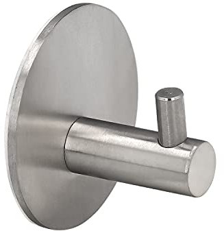MAURER Gancho Colgador Baño Individual Toallas/Albornoz Color Inox Autoadhesivo Resistente, Sin Tornillos