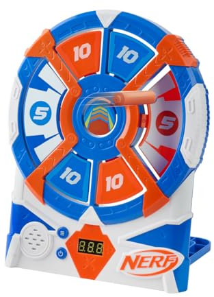 NERF Diana Strike N Score Electrónica - Diana Automática con Luz y Puntuación | Incluye Lanzador y Dardos Nerf | Juego Competitivo Individual o Grupal Multicolor