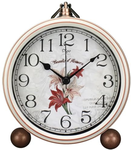 Maxspace Klassische Vintage-Uhren, elegante und dekorative analoge Uhr, leise, nicht tickende Uhr mit Metallrahmen im Vintage-Look für Büro, Wohnzimmer oder Schlafzimmer