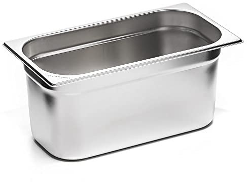 Forgast Contenitore Gastronorm GN 1/3 in Acciaio Inox, Dimensioni 32,5x17,6x15 cm, Vaschetta Gastronorm, Vassoio, Resistente alla Temperatura, Lavabile in Lavastoviglie
