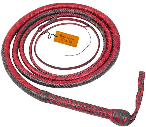 Frusta in Pelle di Canguro equestre Pancia della Frusta in Pelle Resistente e Supporto in Pelle all'Interno 16 trecce Fili Pelle Intrecciata Frusta rumorosa Che schiocca (22 Piedi (6,7 Metri))
