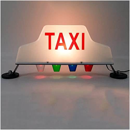 Amhuui Panneau Taxi 5 LED Blanc Jaune 12V 21W Fixation Magnétique